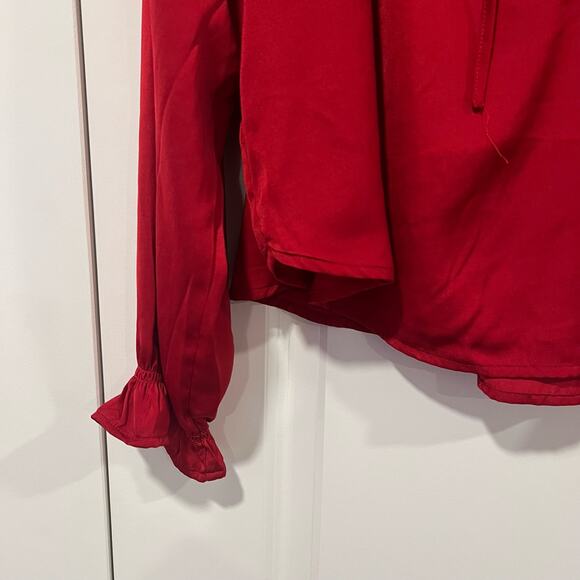 Gap Women's Red Long Sleeve Blouse with Ruffles Plus Size‎ XXL - Picture 2 of 6
